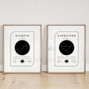  Zodiac Prints | Black & White Horoscope Unframed Art