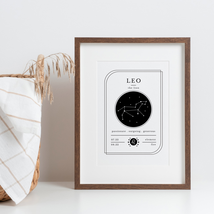 Zodiac Prints | Black & White Horoscope Unframed Art