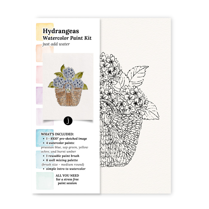 Hydrangea Basket Watercolor Paint Kit | All In One Art Gift Set