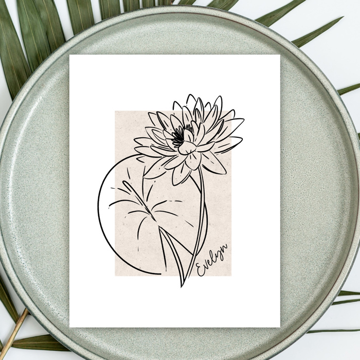 Personalized Birth Flower Print | Unframed Antique Style Accent Art