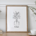  Birth Flower Bouquet Sketched Unframed Print | Up to 6 Flowers