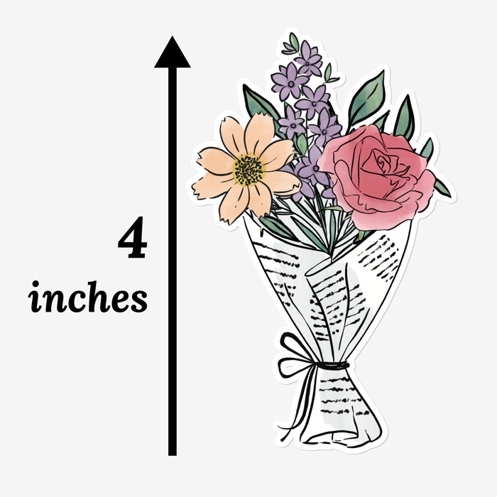 Custom Birth Flower Bouquet 4" Vinyl Sticker Decal - Up to 6 Flowers