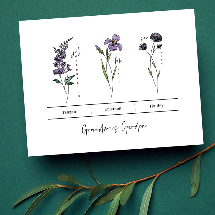 Birth Flower Bunch Print | Up to 6 Flowers