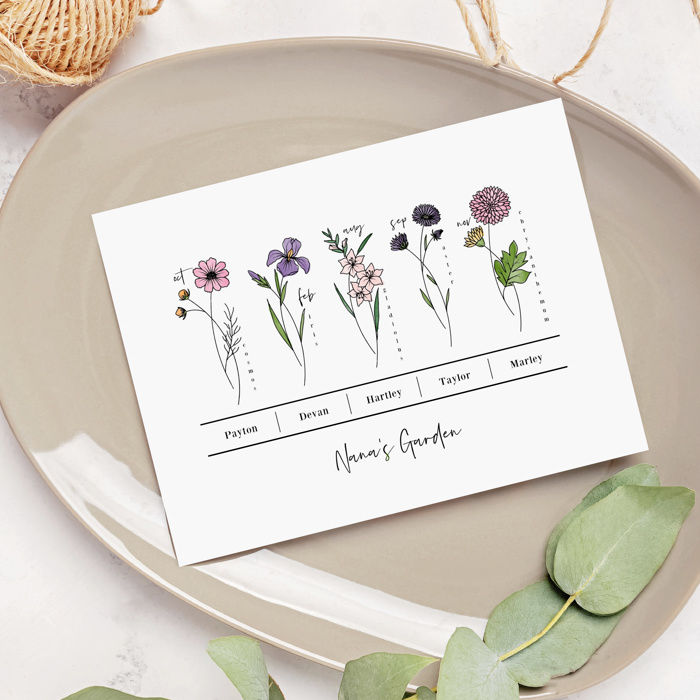 Birth Flower Bunch Print | Up to 6 Flowers