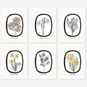  6 Birth Flower Cards 5X7" + Envelopes | Pick Your Pack