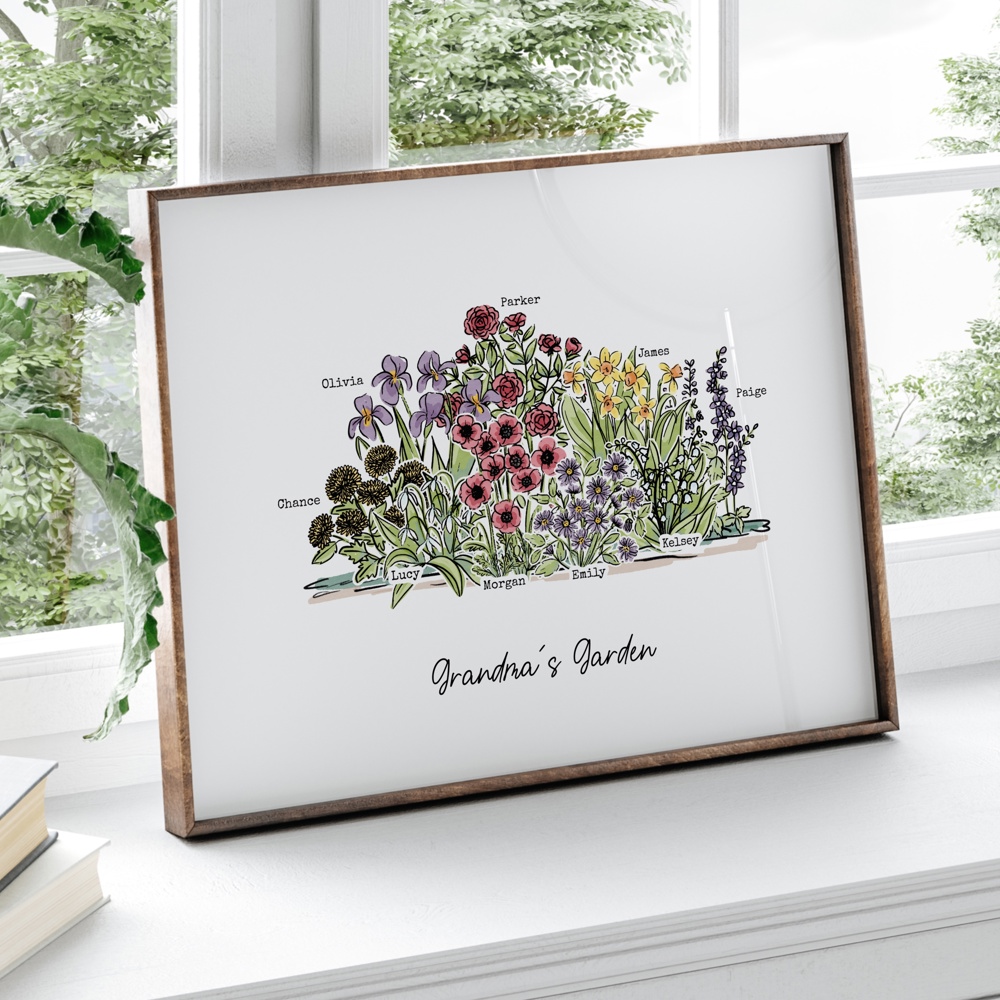 Birth Flower Garden Art Print | Up to 12 Flowers