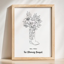  Birth Flower Sketched Boot Bouquet | Add up to 8 Flowers