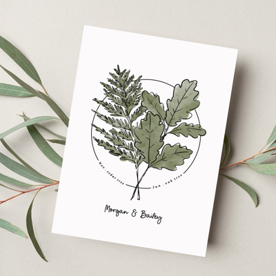 Couples Birth Tree Art Print | Unframed Wedding Anniversary Gift