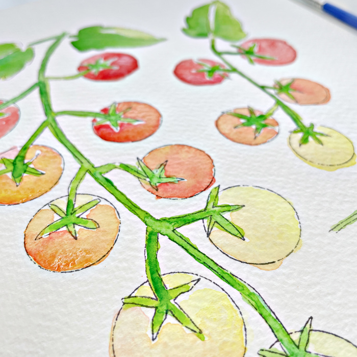Cherry Tomato Vine Watercolor Paint Kit | All In One Art Set 