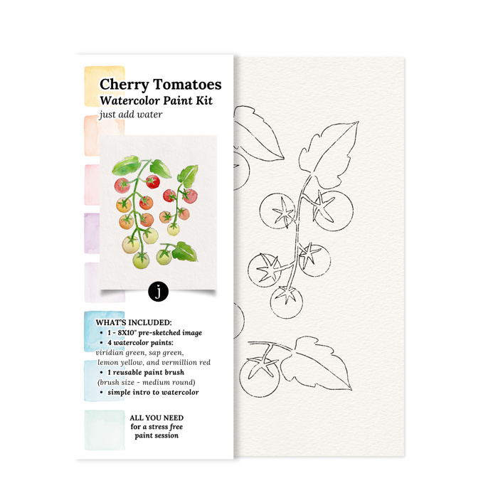 Cherry Tomato Vine Watercolor Paint Kit | All In One Art Set 
