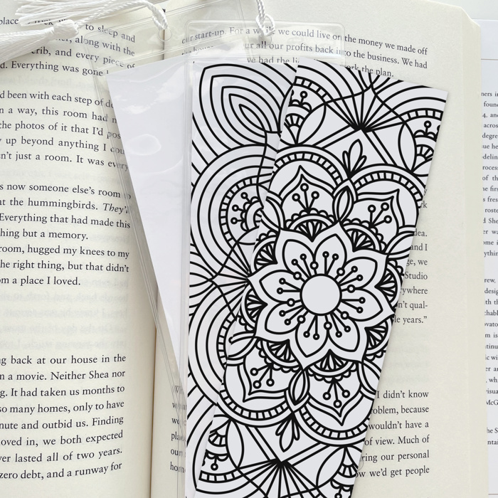 8 Pk Coloring Bookmarks + 2 Protective Vinyl Sleeves