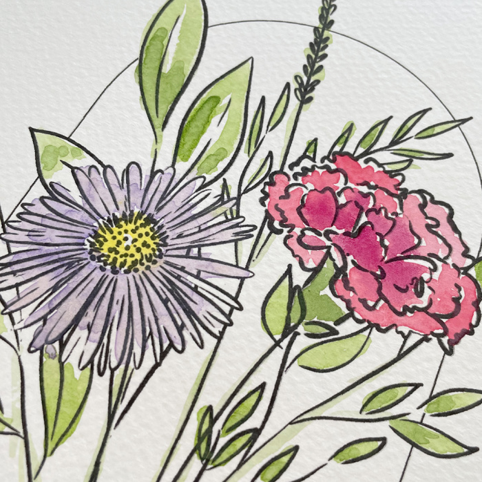 Hand Painted Couples Birth Flower Bouquet | Personalized Watercolor Wedding Gift