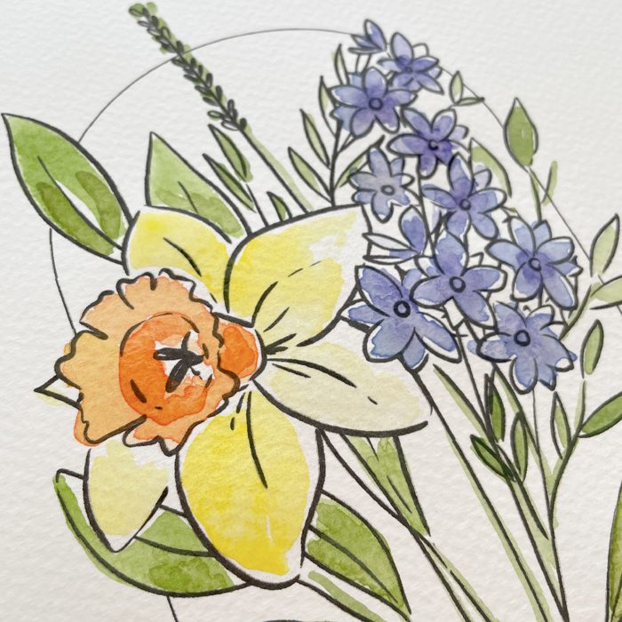 Hand Painted Couples Birth Flower Bouquet | Personalized Watercolor Wedding Gift