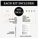  2 PK Couples Zodiac Star Chart Paint Kits | 2 Pre-Sketched 5X7 in Cards with Brush and Watercolor Paints for Date Night