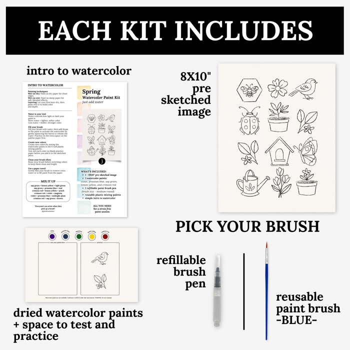 Spring Watercolor Paint Kit | All In One Art Gift Set | Just Add Water