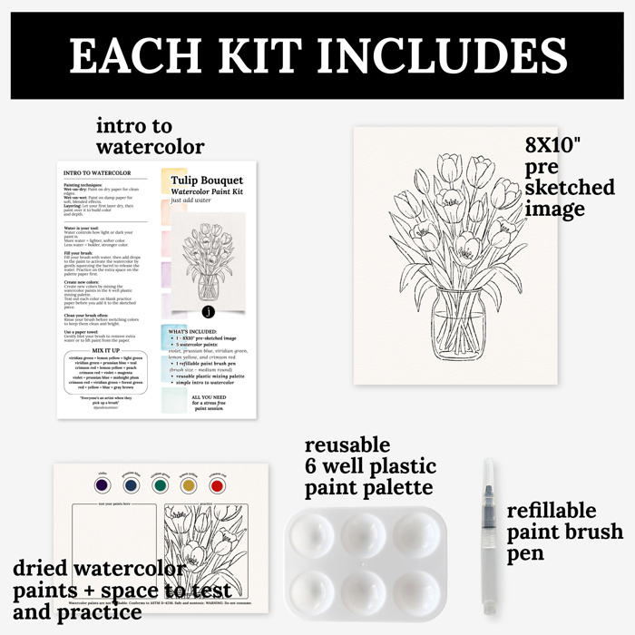 Tulip Bouquet Watercolor Paint Kit | Just Add Water 