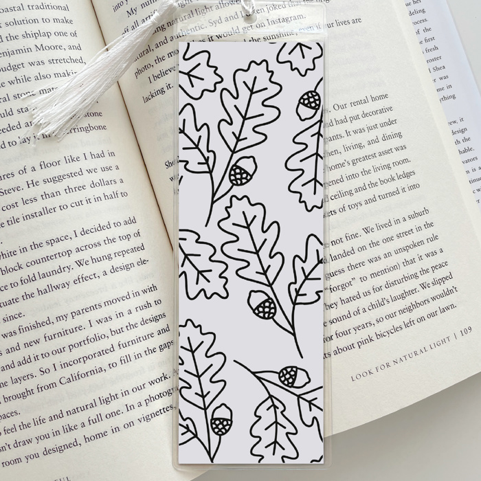 8 Pk Fall Coloring Bookmarks + 2 Protective Vinyl Sleeves with Tassels 