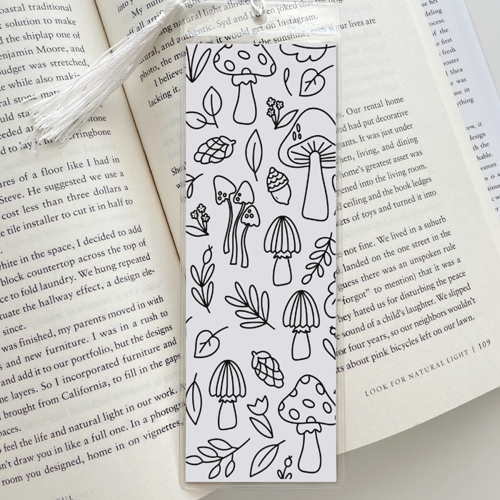 8 Pk Fall Coloring Bookmarks + 2 Protective Vinyl Sleeves with Tassels 