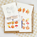  Fall Mini Watercolor Paint Kit | 3 Pre-Sketched Autumn Art Set with Paints & Brush
