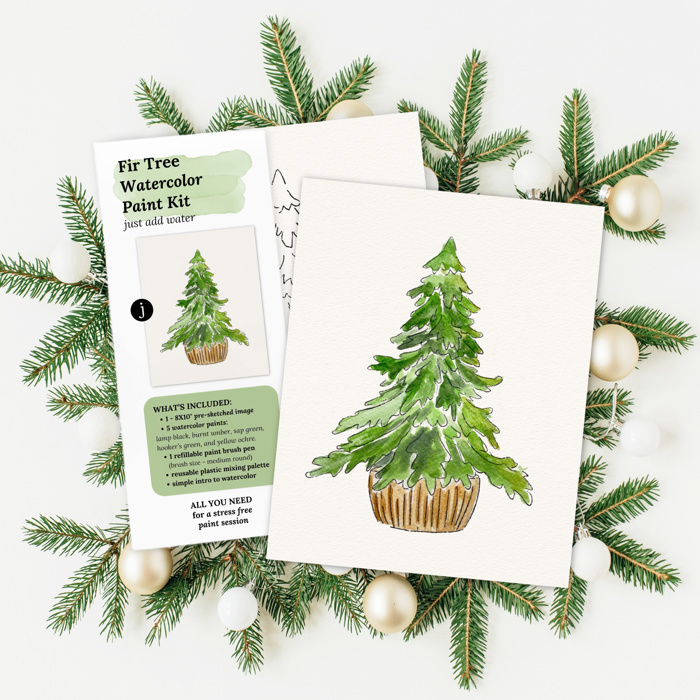 Christmas Watercolor Kit | Pre-Sketched Holiday Art Set