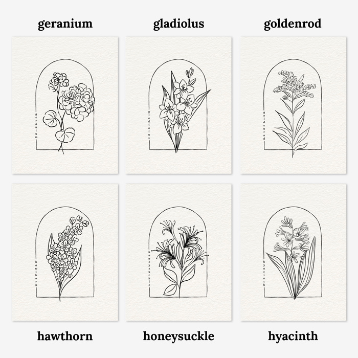 3 Pk All In One Watercolor Paint Kit | 8X10" Floral Outline 45 Options