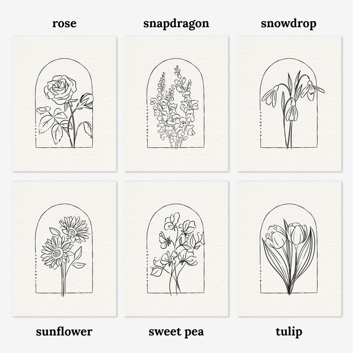 3 Pk All In One Watercolor Paint Kit | 8X10" Floral Outline 45 Options