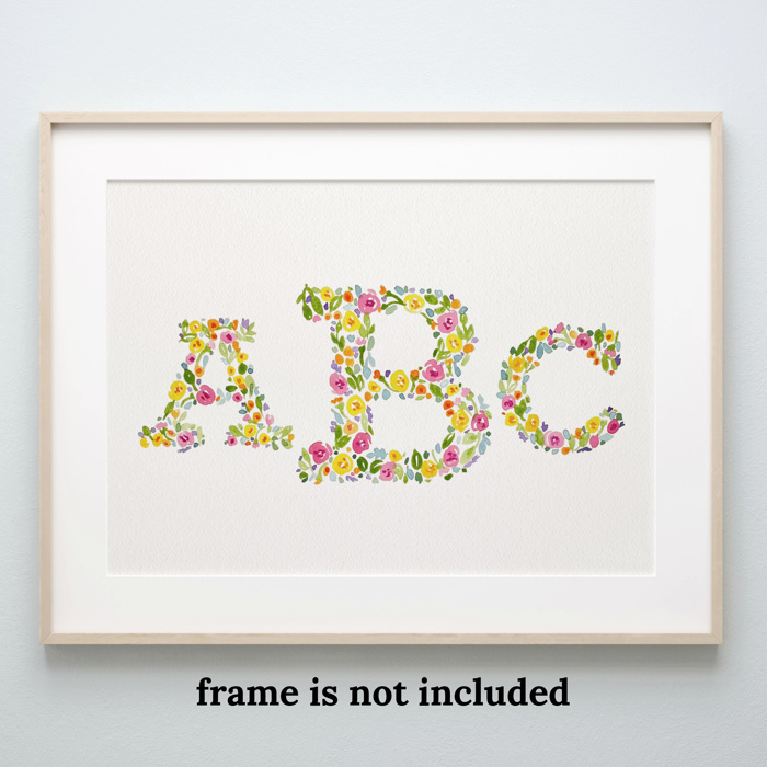 Hand Painted Monogram Floral Watercolor Art | Custom Initials Wedding Decor | Personalized Anniversary Gift