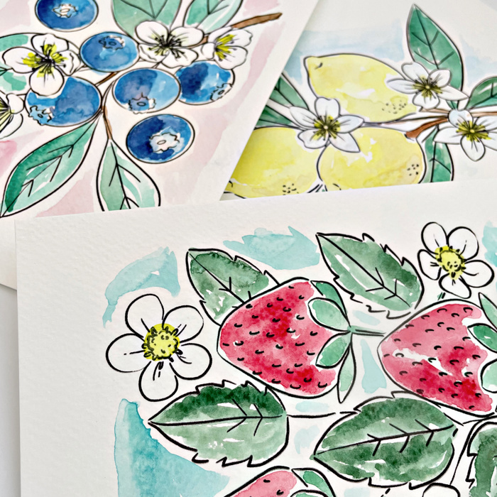 Fruit Watercolor Paint Kit | 3 Sketches, Brush & Palette