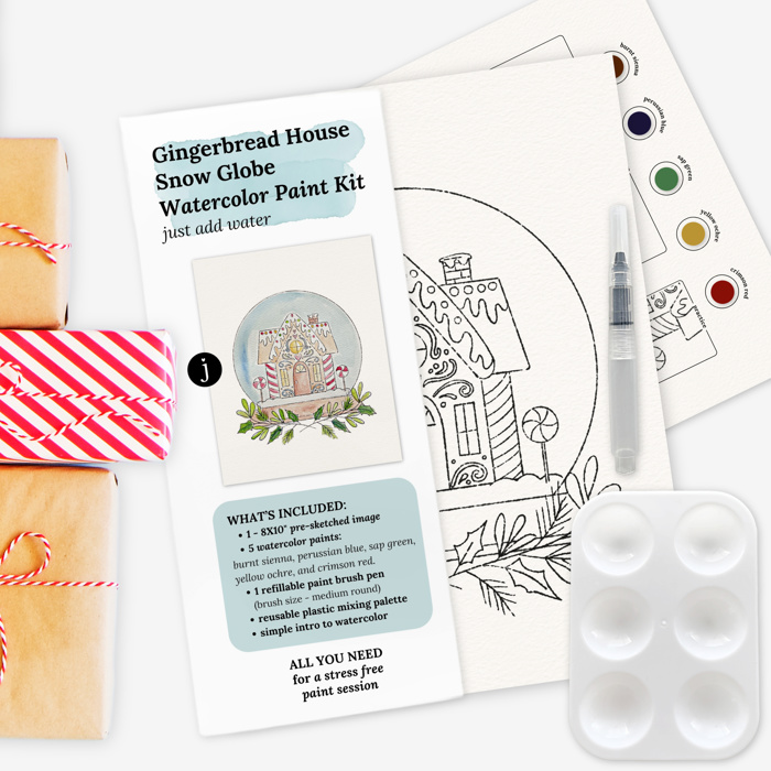 Christmas Watercolor Kit | Pre-Sketched Holiday Art Set