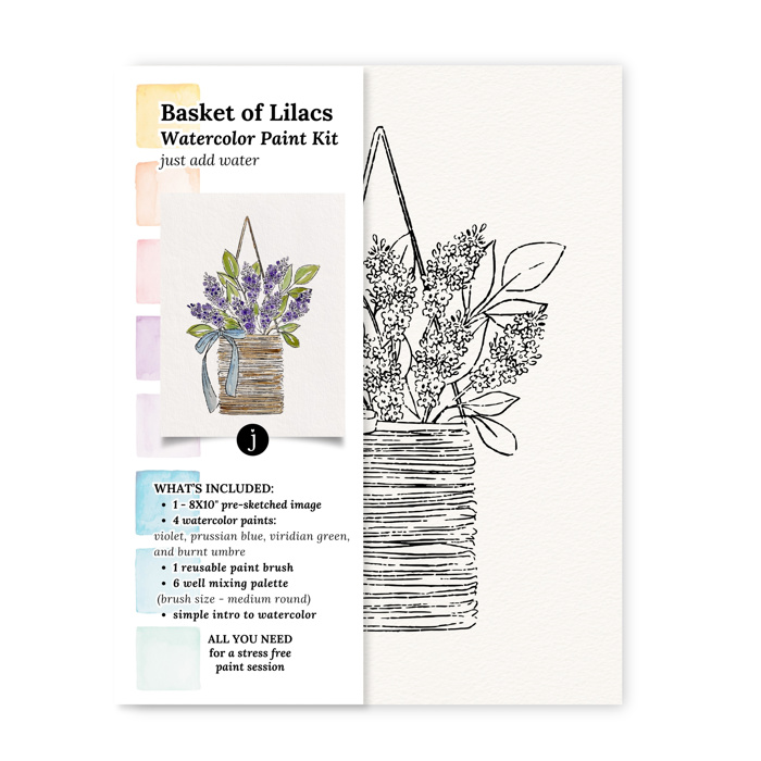 Basket of Lilacs Watercolor Paint Kit | All In One Art Set
