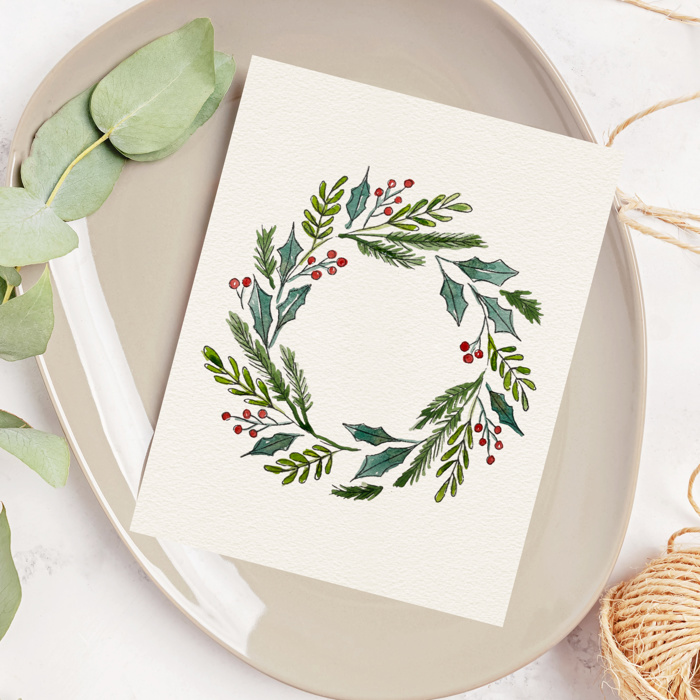 Holly Wreath Watercolor Paint Kit | Art Sets in Bulk for Paint Party