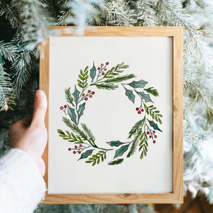 Holly Wreath Watercolor Paint Kit | Art Sets in Bulk for Paint Party