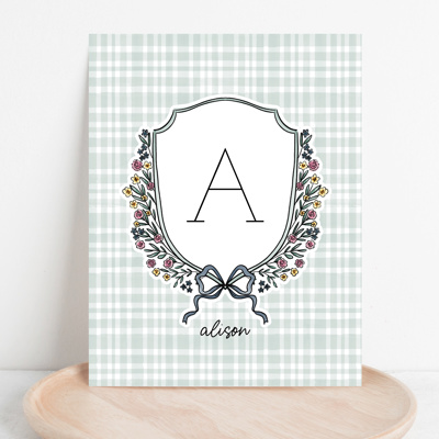 Custom Initial & Name Art Print | Personalized Monogram Wall Decor | 5 Color Options