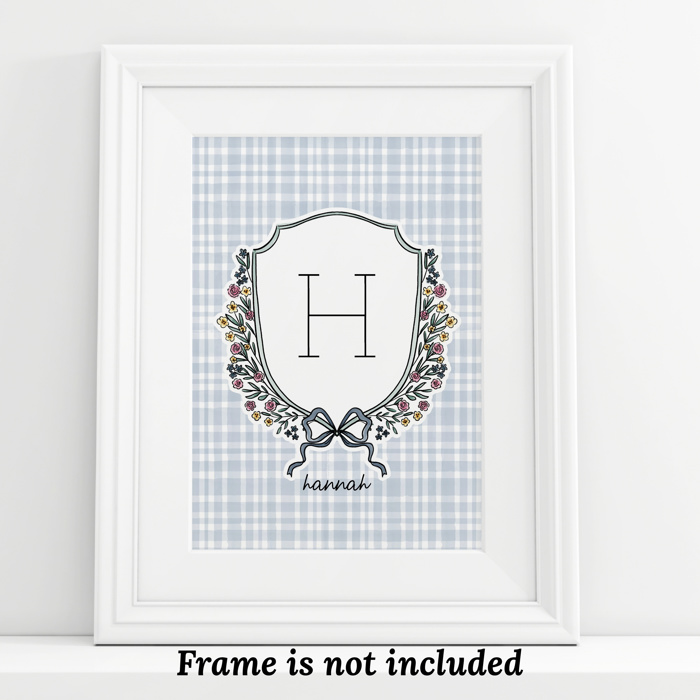 Custom Initial & Name Art Print | Personalized Monogram Wall Decor | 5 Color Options