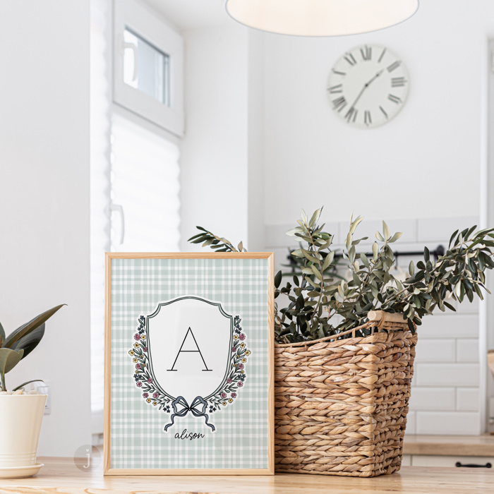 Custom Initial & Name Art Print | Personalized Monogram Wall Decor | 5 Color Options