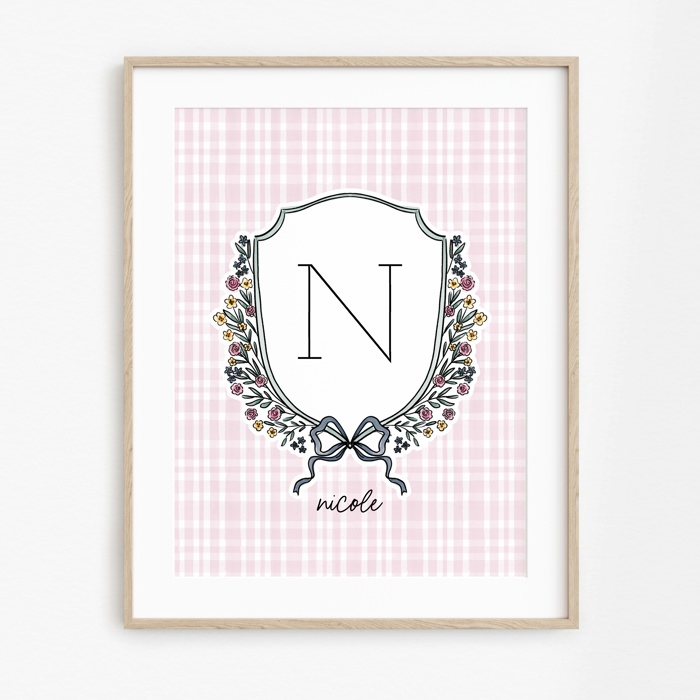 Custom Initial & Name Art Print | Personalized Monogram Wall Decor | 5 Color Options