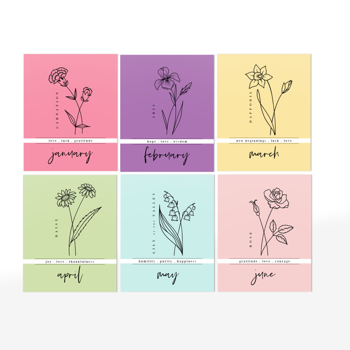 8 Pk Birth Flower Note Cards + Envelopes | Pick Your Pack