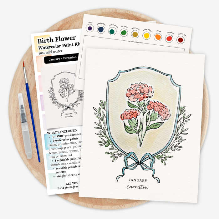 Birth Flower Watercolor Paint Kit | Just Add Water 