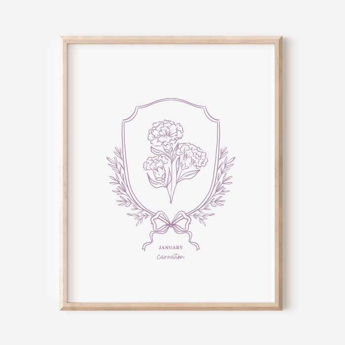 January Carnation Birth Flower Unframed Art Print | 8 Colorful Options 