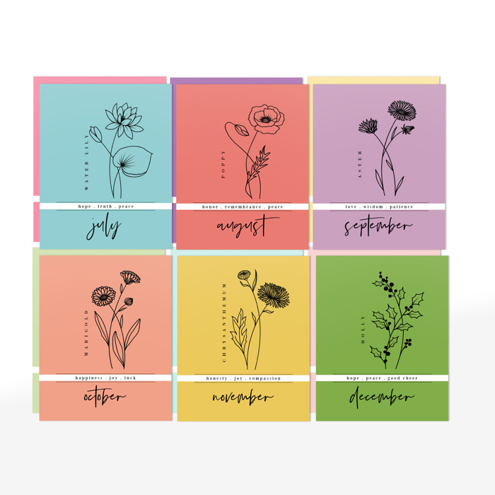 8 Pk Birth Flower Note Cards + Envelopes | Pick Your Pack