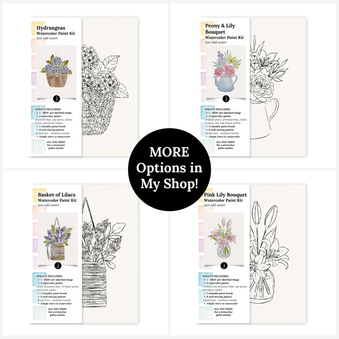 Pink Lily Bouquet Watercolor Paint Kit | Just Add Water, All In One Art Set