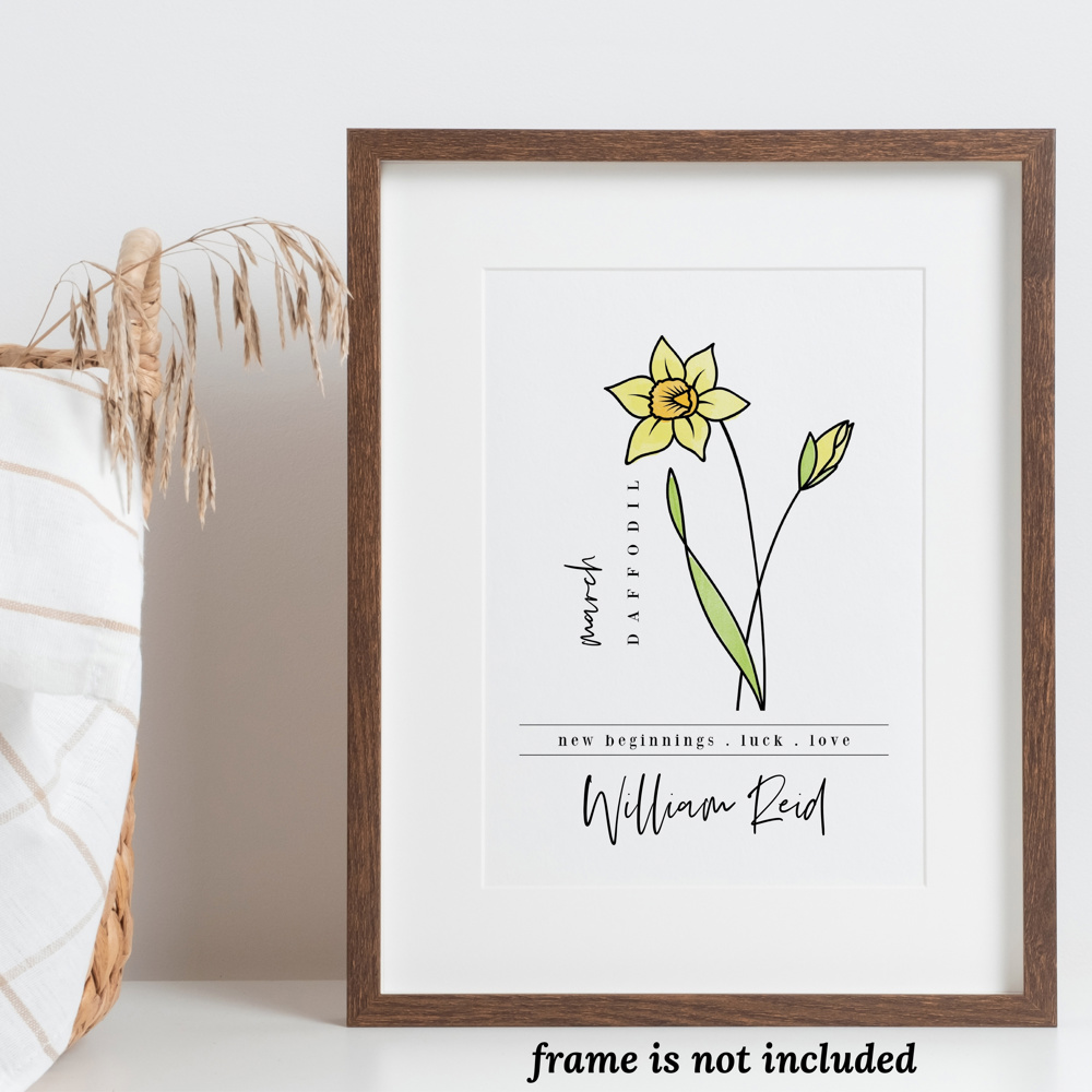 Custom Name Birth Flower Print | 27 Options