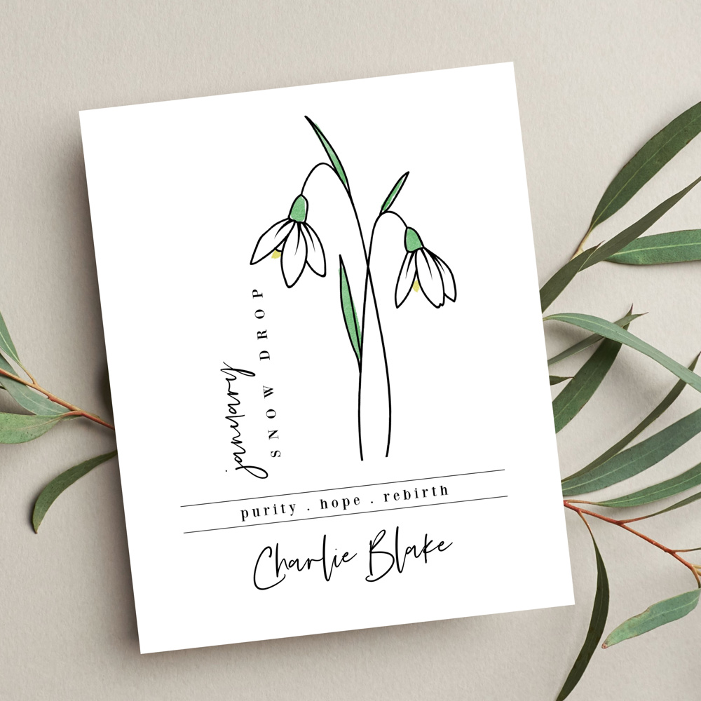 Custom Name Birth Flower Print | 27 Options