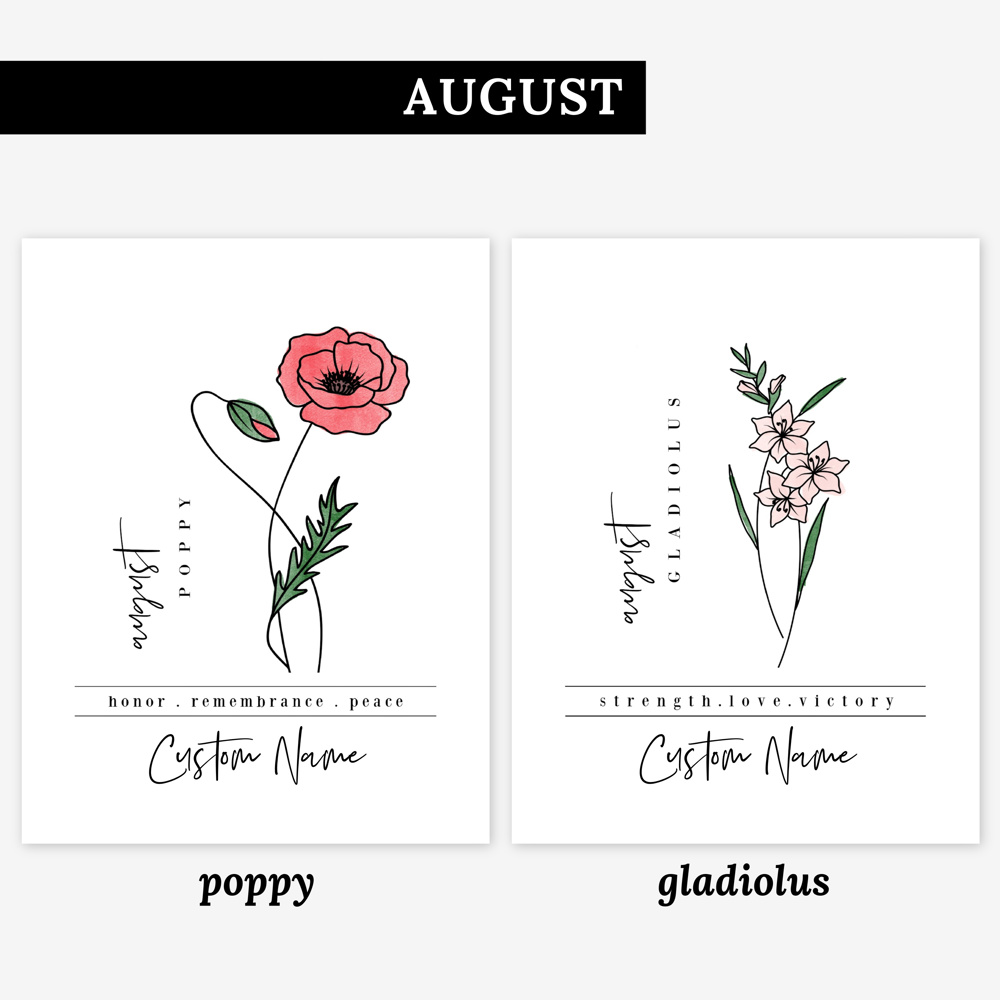 Custom Name Birth Flower Print | 27 Options