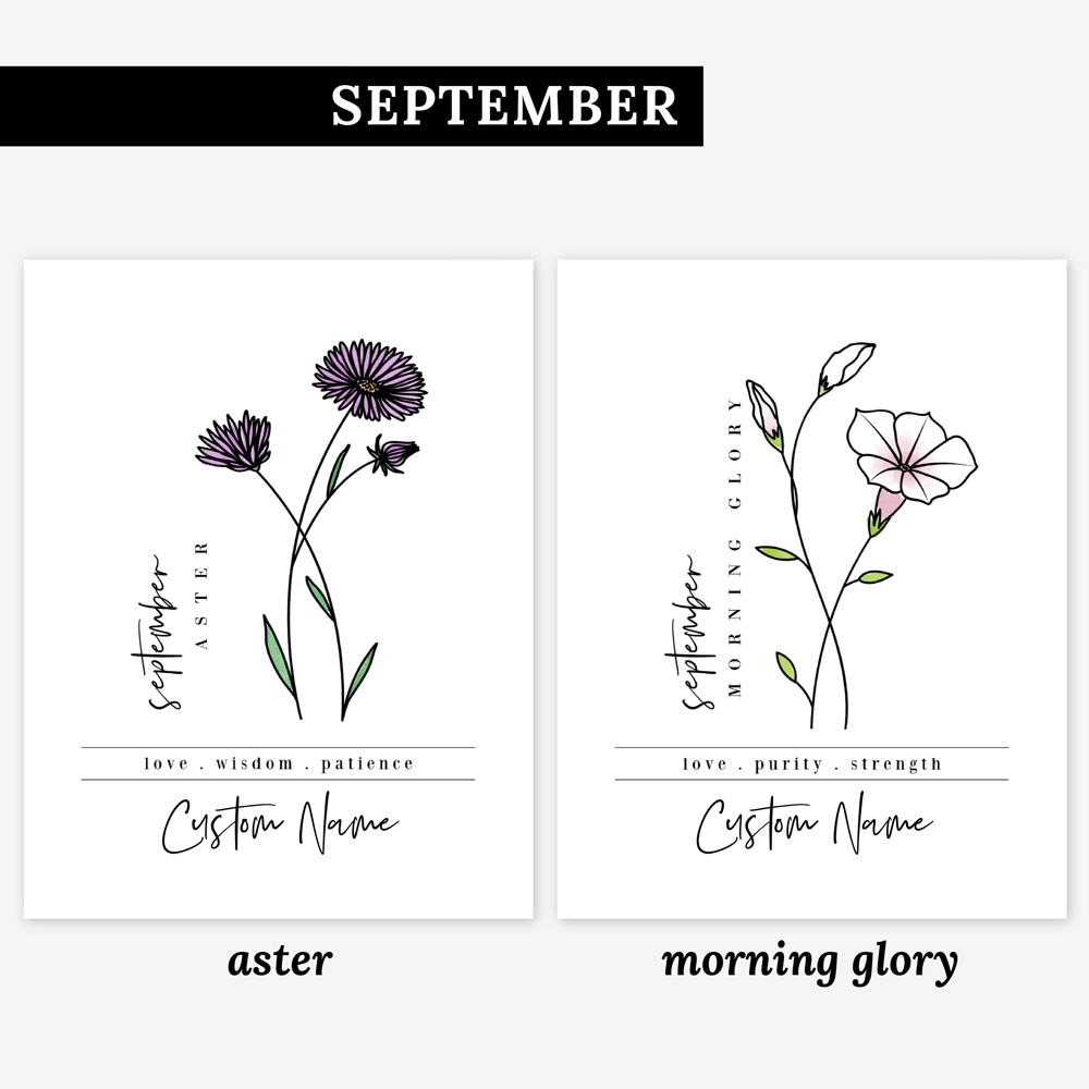 Custom Name Birth Flower Print | 27 Options