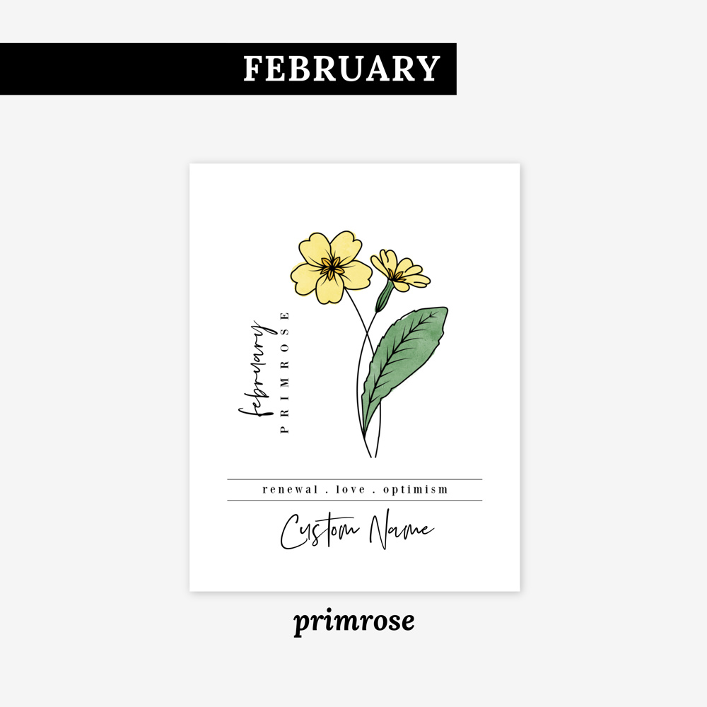 Custom Name Birth Flower Print | 27 Options