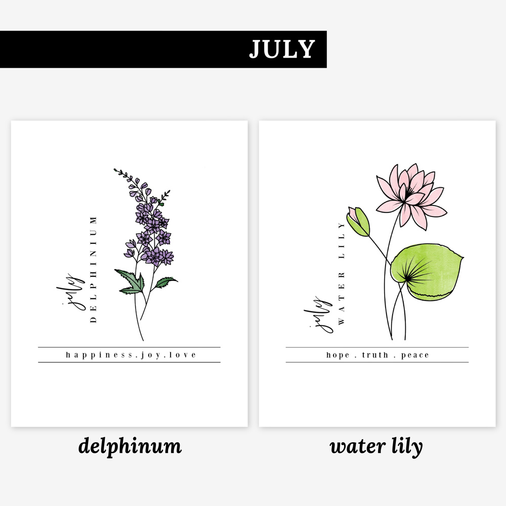 Custom Name Birth Flower Print | 27 Options