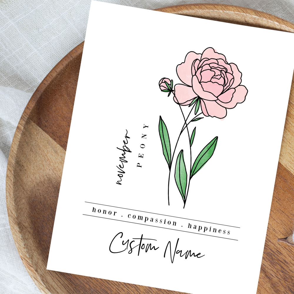 Custom Name Birth Flower Print | 27 Options