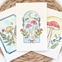  Mushroom Watercolor Paint Kit | 3 Mushroom Sketches, Brush & Palette