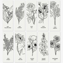  3 PK Birth Flower Bookmark Watercolor Paint Kit | Floral Outline, Brush, Palette with Vinyl Sleeves